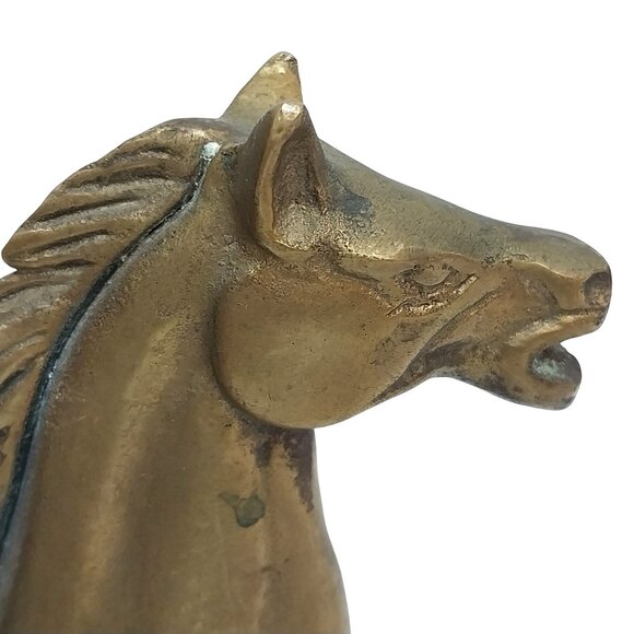 Prancing Brass Horse Figurine 10" Vintage Decorative Statue - Picture 7 of 9
